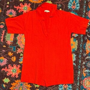 Vibrant Red/Orange Polo Romper